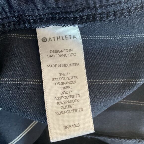 Athleta Women's Pinstripe Pockets Drawstring Waist Midtown Skirt Skort Size 12 - Picture 5 of 12